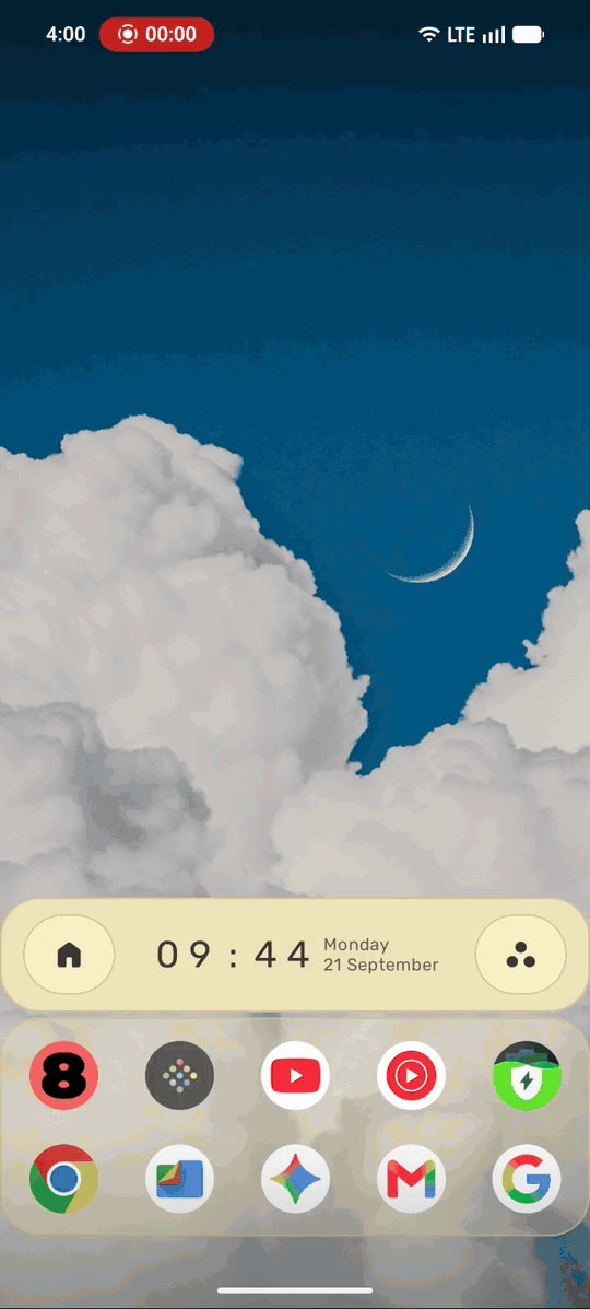 Magic 8 Ball following Yasan Launcher's theme through Continuum.