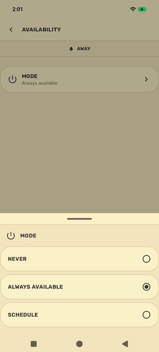 Picking an availability mode for a Space.